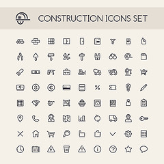 Image showing Set of Round Line Construction Icons