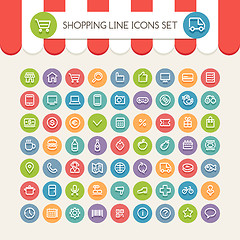 Image showing Shopping Line Round Icons Set