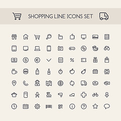 Image showing Shopping Line Icons Set Black