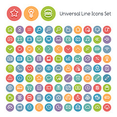 Image showing Set of Line Round Universal Icons