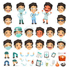 Image showing Set of Cartoon Woman Doctor Character for Your Design or Animati