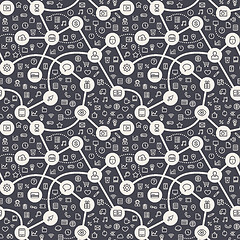 Image showing Contrasty Dark Seamless Pattern with Web Icons