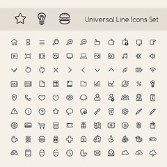 Image showing Set of Line Round Universal Icons