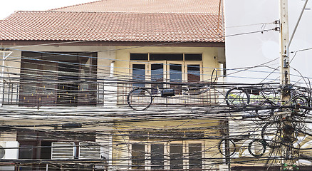 Image showing Electric wires in city in Thailand