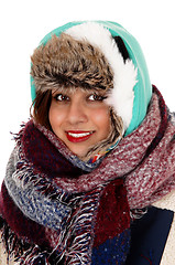 Image showing Bundled up young woman.