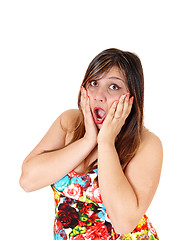 Image showing Scared young woman