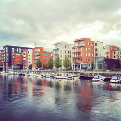 Image showing Residential neighborhood in Stockholm on a rainy day