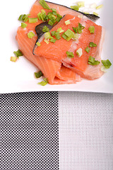 Image showing salmon filet with fresh herbs