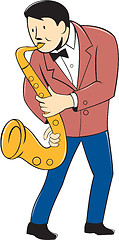 Image showing Musician Playing Saxophone Cartoon