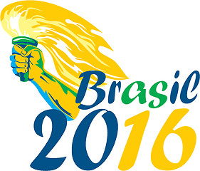 Image showing Brasil 2016 Summer Games Athlete Hand Flaming Torch