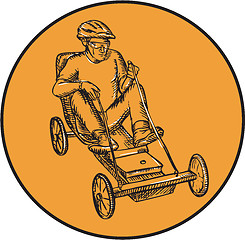 Image showing Rider Riding Soapbox Etching