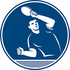 Image showing Table Tennis Player Serving Circle Icon