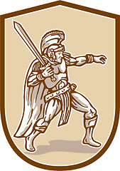 Image showing Centurion Roman Soldier Wielding Sword Cartoon