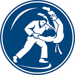 Image showing Judo Combatants Throw Circle Icon