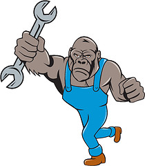 Image showing Angry Gorilla Mechanic Spanner Cartoon Isolated