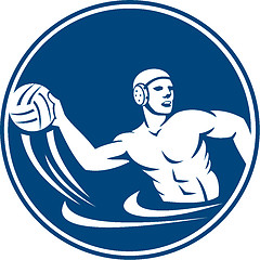 Image showing Water Polo Player Throw Ball Circle Icon