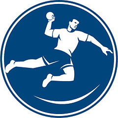 Image showing Handball Player Jumping Throwing Ball Icon