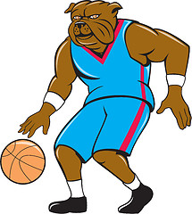 Image showing Bulldog Basketball Player Dribble Cartoon