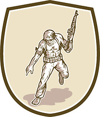 Image showing American Soldier Serviceman Armalite Rifle Cartoon