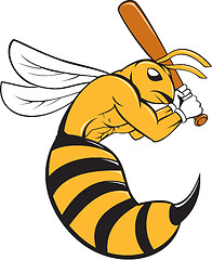 Image showing Killer Bee Baseball Player Bat Cartoon