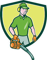 Image showing Gardener Landscaper Leaf Blower Crest Cartoon