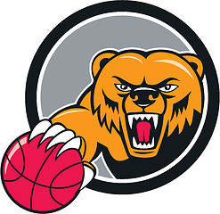 Image showing Grizzly Bear Angry Head Basketball Cartoon