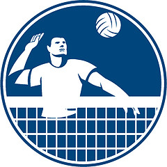 Image showing Volleyball Player Spiking Ball Circle Icon