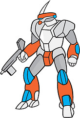 Image showing Mecha Robot Holding Ray Gun Isolated