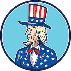 Image showing Uncle Sam Top Hat American Flag Cartoon