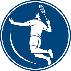 Image showing Badminton Player Jump Smash Circle Icon