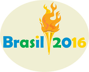 Image showing Brasil 2016 Summer Games Flaming Torch