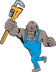 Image showing Angry Gorilla Plumber Monkey Wrench Isolated