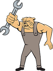 Image showing Bulldog Mechanic Spanner Standing Cartoon