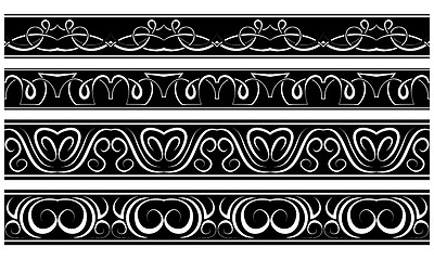 Image showing Vector set of borders. White pattern on black
