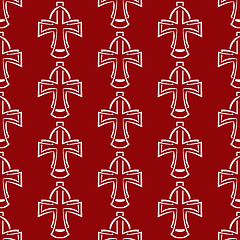 Image showing Vector seamless background. White cross on a red