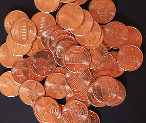 Image showing Dollar coins 1 cent wheat penny cent