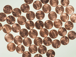 Image showing Dollar coins 1 cent wheat penny cent