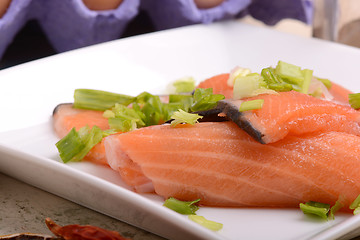 Image showing Slice of red fish salmon