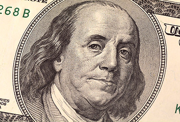 Image showing Close up view of american dollar banknote