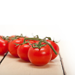 Image showing fresh cherry tomatoes on a cluster