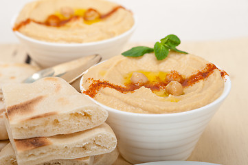 Image showing Hummus with pita bread 