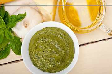 Image showing Italian basil pesto sauce ingredients