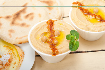 Image showing Hummus with pita bread 