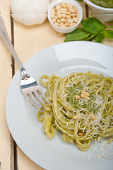 Image showing Italian traditional basil pesto pasta ingredients