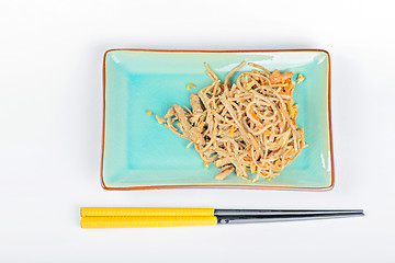 Image showing China noodles with vegetables and meat