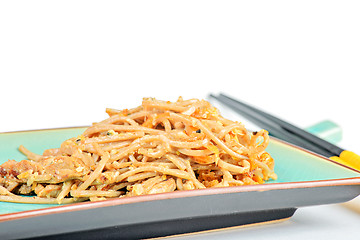 Image showing China noodles with vegetables and meat