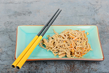 Image showing China noodles with vegetables and meat