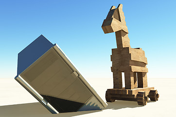 Image showing Trojan horse and computer