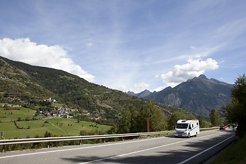 Image showing Caravan in the Alps