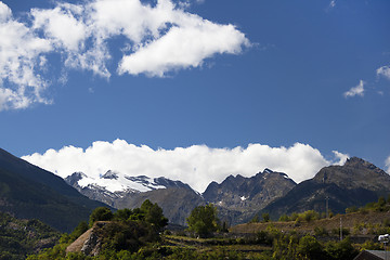 Image showing Swiss Alps with clouds